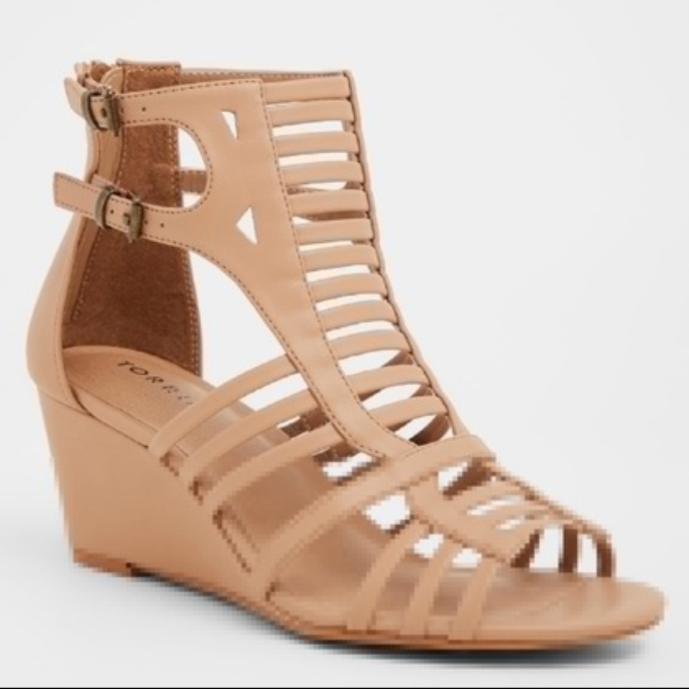 NEW....Torrid NUDE CAGE WEDGES (WIDE WIDTH)
